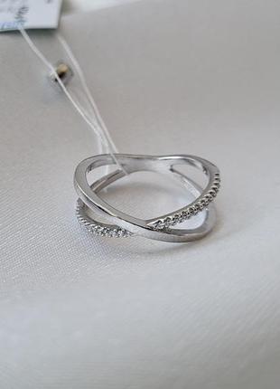 Кольцо серебряное женское колечко с белыми камнями 18.0 размер серебро 925 родированное 4726р  2.50г3 фото