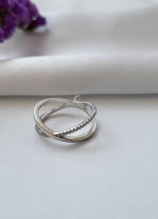 Кольцо серебряное женское колечко с белыми камнями 18.0 размер серебро 925 родированное 4726р  2.50г5 фото