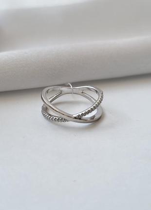 Кольцо серебряное женское колечко с белыми камнями 18.0 размер серебро 925 родированное 4726р  2.50г4 фото