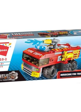 Конструктор qman 1410-1-8 пожарная техника, 79 дет (hurricane fire truck)