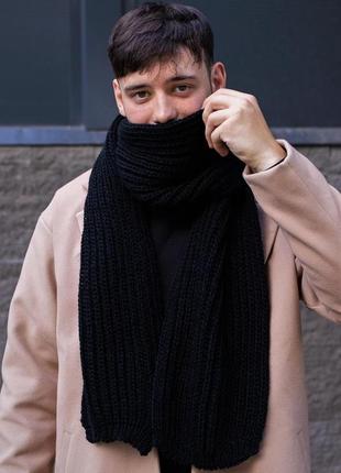 Чоловічий теплий в'язаний шарф without carry black
