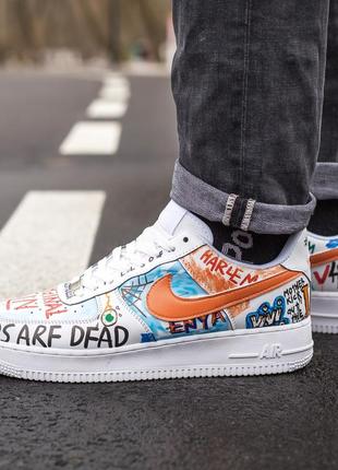 Nike air force 1 custom женские /мужские кроссовки найк паули, низкие светлые, весна-осень