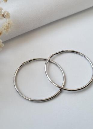Серебряные сережки (пара) кольца конго 30 мм тонкие серебро 925 пробы родированное 5003р 1.80г6 фото