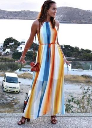 Сукня кольорова в смужку h&m, халтер