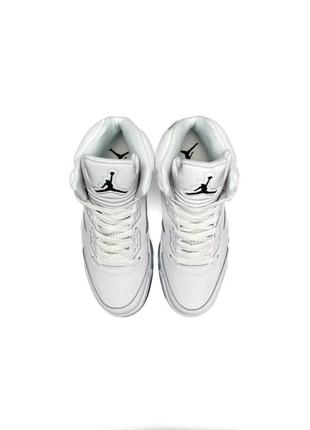 Топ ❗️ кожаные кроссовки nike air jordan 5 retro white silver reflective4 фото