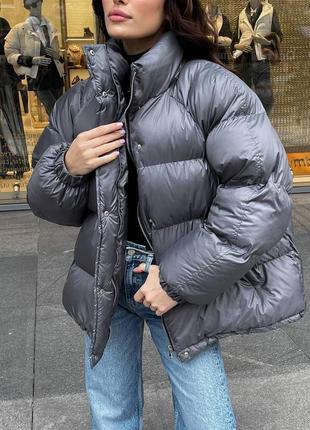 Куртка пуховик зима с капюшоном оверсайз1 фото