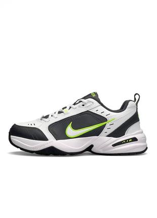 Топ! шкіряні кросівки nike air max monarch iv white grey green1 фото