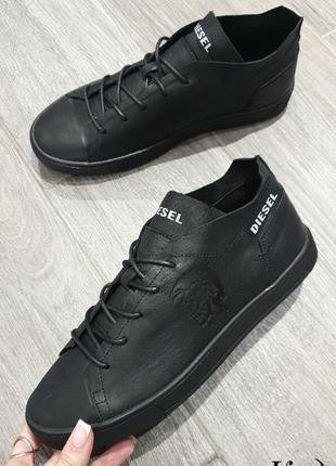 Кеды кожаные diesel pirate black1 фото