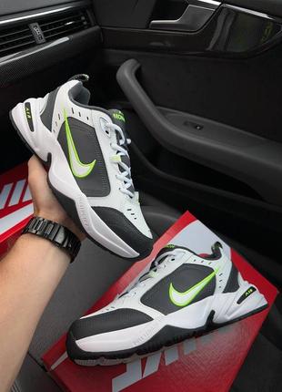 Топ! шкіряні кросівки nike air max monarch iv white grey green