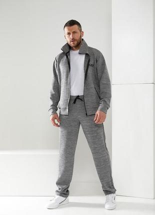 Мужской спортивный костюм из плотного трикотажа, с курткой на молнии, tailer