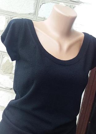 Кашемірова подовжена футболка топ туніка з коротким рукавом3 фото