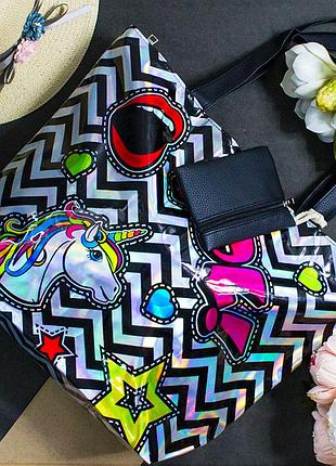 Женская стильная пляжная сумка holo в расцветках, сумки, пляжные сумки, сумка шоппер, сумки пляжные