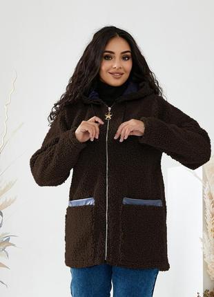 Женская куртка из эко-меха, изготовленная из утепленной ткани big teddy3 фото