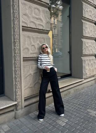 Стильні чорні джинси палацуо 2 кольори  джемпаре кофта в полоску