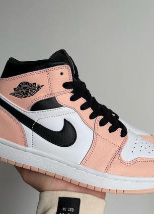 Женские кроссовки nike air jordan 1 retro mid pink quartz#найк10 фото