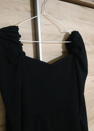 Базовое черное платье красивый вырез h&amp;m 34 36 xs s3 фото