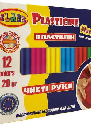 Пластилін "class" "чисті руки maxi" 12кол.*20гр, eco, 7646с, шт