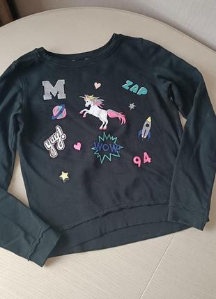 Свитшот черный для девочки 9-12 лет свитер