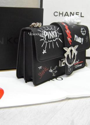 Жіноча шкіряна сумка pinko пінко чорна велика, брендова сумка, брендові сумки pinko, модні сумки3 фото