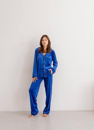 Женский домашний костюм пижама велюр jeny синий электрик 20675
