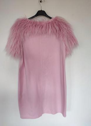 Розовое женское короткое платье барби barbie теплое байка6 фото