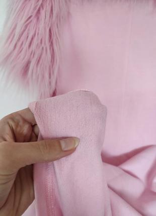 Розовое женское короткое платье барби barbie теплое байка5 фото