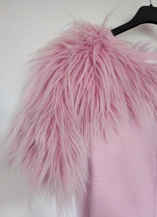 Розовое женское короткое платье барби barbie теплое байка3 фото