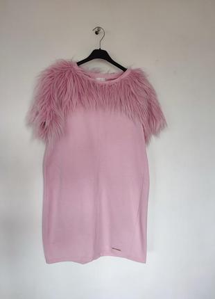 Розовое женское короткое платье барби barbie теплое байка2 фото