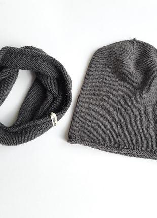 Вязанная шапка и снуд handmade 4-7лет