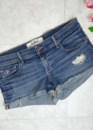 1+1=3 джинсовые шорты с потертостями и подворотом hollister оригинал, размер 44 - 461 фото