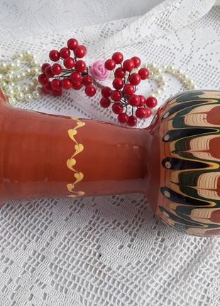 Вінтаж! 🌻🐦 ваза в етно стилі вінтаж скляна в гарячій емалі з орнаментом полива емалями