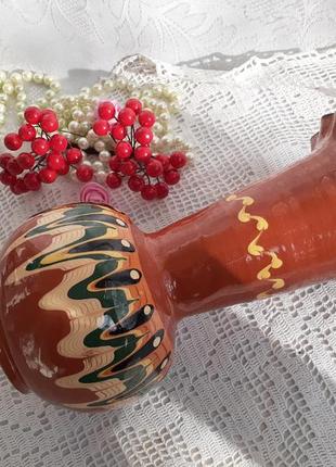 Вінтаж! 🌻🐦 ваза в етно стилі вінтаж скляна в гарячій емалі з орнаментом полива емалями