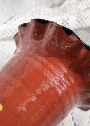 Вінтаж! 🌻🐦 ваза в етно стилі вінтаж скляна в гарячій емалі з орнаментом полива емалями