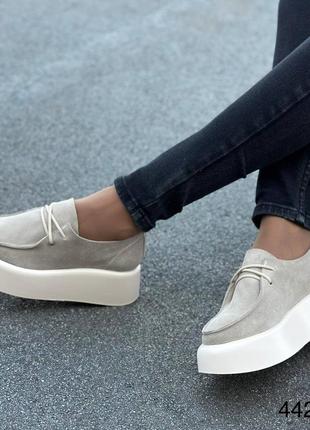 Женские стильные натуральные туфли на высокой подошве 😍