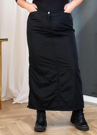 Женская утепленная юбка из плащевки на флисе4 фото