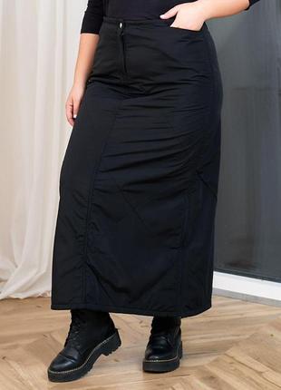 Женская утепленная юбка из плащевки на флисе9 фото