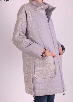 Пальто женское деми плащевка, букле. большие размеры батал полубатал1 фото