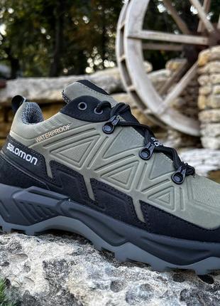 Мужские кожаные кроссовки salomon ranger olive2 фото