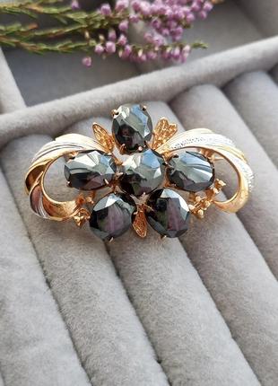 Красивая винтажная брошь с гематитом, винтаж, гематит