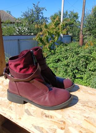 Ботинки низкие полусапоги ботинки бордовые