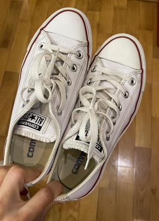 Кеды кроссовки белые converse кожаные оригинальные8 фото