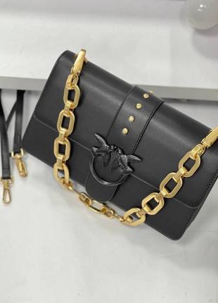 Женская сумка pinko пинко черная, сумка на плечо, брендовая сумка, сумки кожа, кросс боди, сумка с логотипом