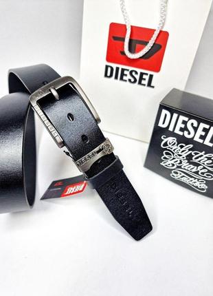 Кожаный ремень diesel дизель 4 см, ремни с логотипом, брендовые ремни, ремень мужской2 фото
