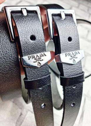 Кожаный ремень prada прада 3 см, ремни с логотипом, брендовые ремни6 фото