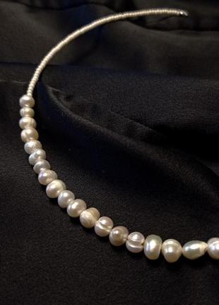 Чокер жемчуга натуральные перламутр ожерелье подвеска минимализм7 фото