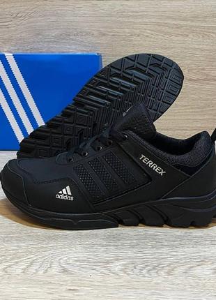 Шкіряні кросівки  adidas ( чорні )