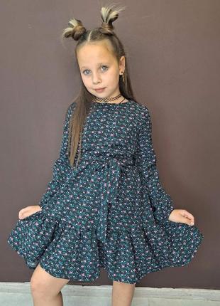 Легкое красивое платье на девочку цветочный принт2 фото