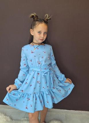 Легкое красивое платье на девочку цветочный принт3 фото