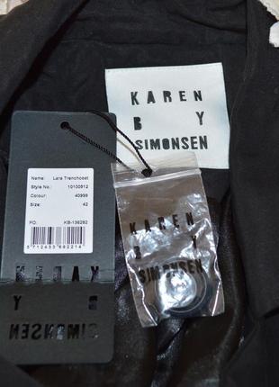 Брендовый черный тренч плащ с поясом и карманами karen by simonsen lyocell этикетка5 фото