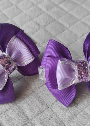 Бантики в сиреневых тонах, резинки для девочки
